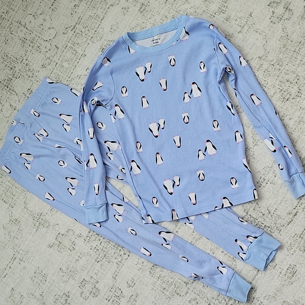 Carter's Light Blue Pajama Set with Penguin Print